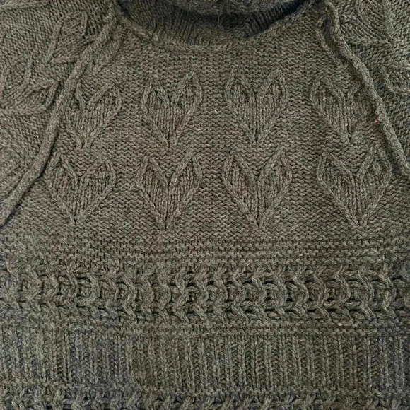 Sleeping On Snow Anthro Sweater Chocolate Brown Heart Cowl 3/4 Sleeve Angora S - Picture 2 of 4